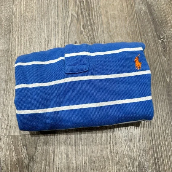 Polo Ralph Lauren Polo Mens Large Blue Striped Short Sleeve Piqué Polo Shirt - Picture 13 of 13